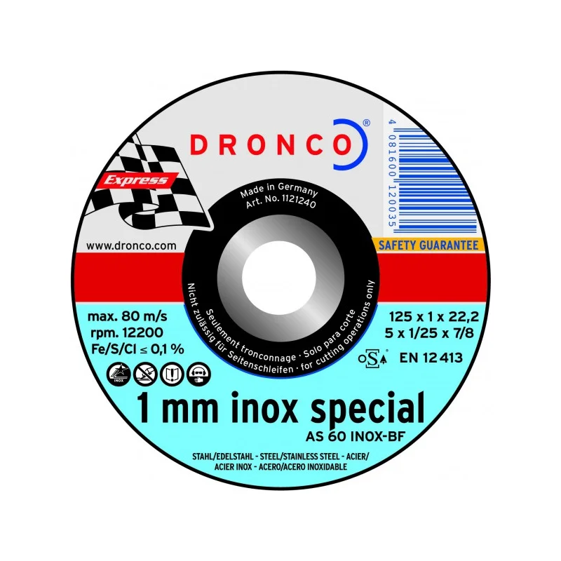 Disque à tronçonner Inox Dronco