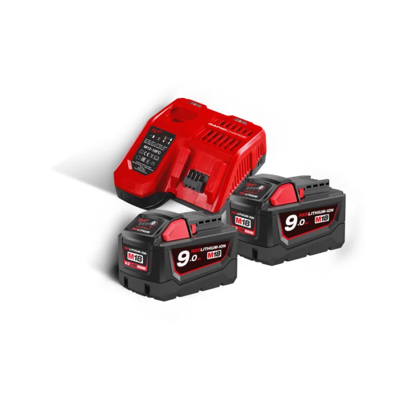 M18 NRG-902 - Pack NRJ 18V, 9,0 Ah  Red Lithium, système M18 + OFFERT 1 Batterie M12 4,0 Ah