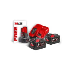 Pack Milwaukee NRJ 18V, 9,0 Ah  Red Lithium, système M18 + offert 1 Batterie M12 4,0 Ah