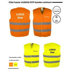 Gilet haute visibilité RTP bandes ceinture