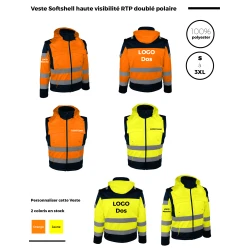 Veste Softshell haute visibilité RTP doublé polaire 2 en 1