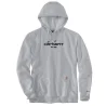 Sweat technique Force à capuche logo Carhartt poitrine gris clair