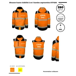 Blouson haute visibilité 2 en 1 bandes segmentées RTP280