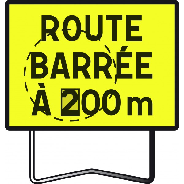 Panneau Route barrée 00m - KC1d avec disque - Panneau de chantier