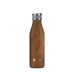 Bouteille isotherme avec bouchon 100% acier inoxydable capacité 500ml type Bouchon sport couleur Bois