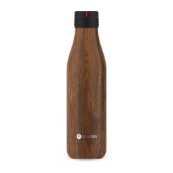 Bouteille isotherme avec bouchon 100% acier inoxydable capacité 750ml type Bouchon à visser couleur Bois