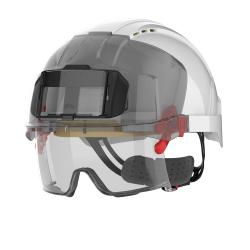 Casque sur-lunette EVO® VISTAlens® porte-carte - ventilé - crémaillère - blanc/fumé