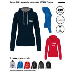 Sweat-Shirt à capuche contrastée RTP280 Femme