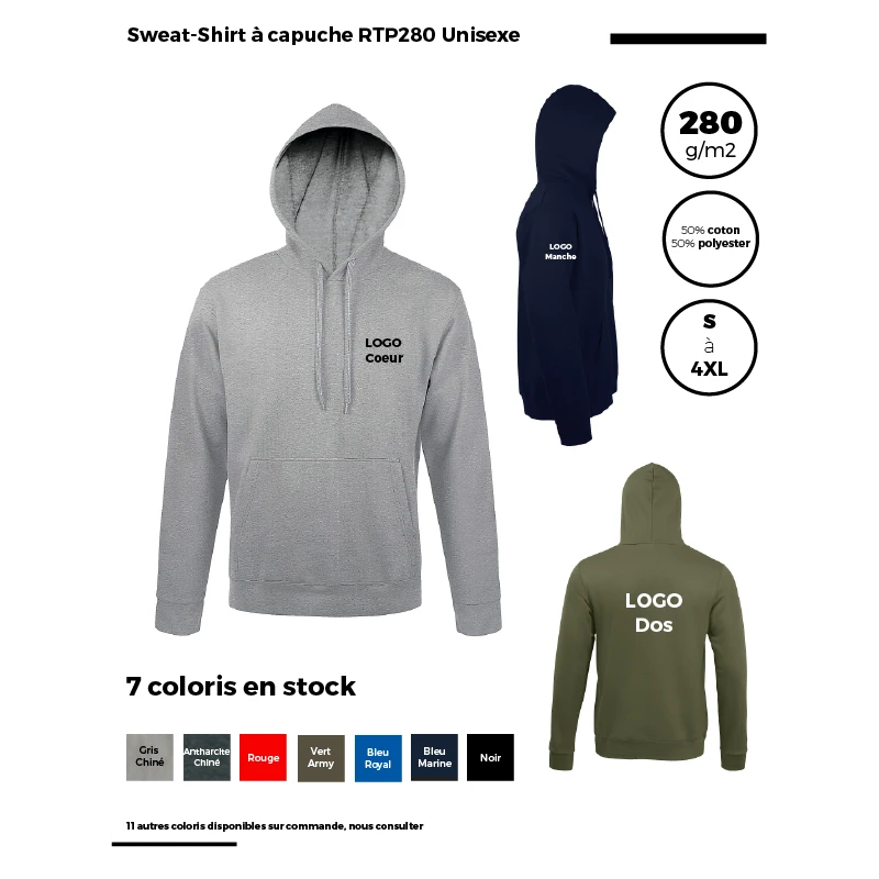 Sweat-Shirt à capuche RTP280 Unisexe