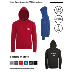 Veste Zippée à capuche RTP260 Unisexe