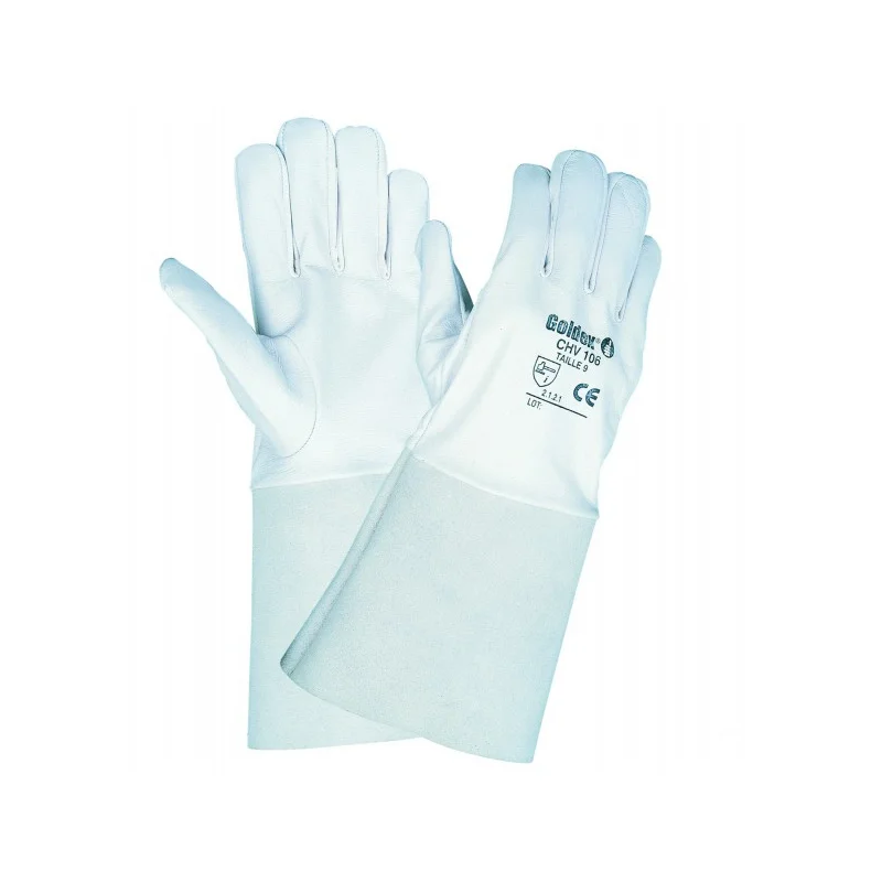 Gants de soudeur cuir manchette longue T10 Gants de soudeur cuir manchette longue T10