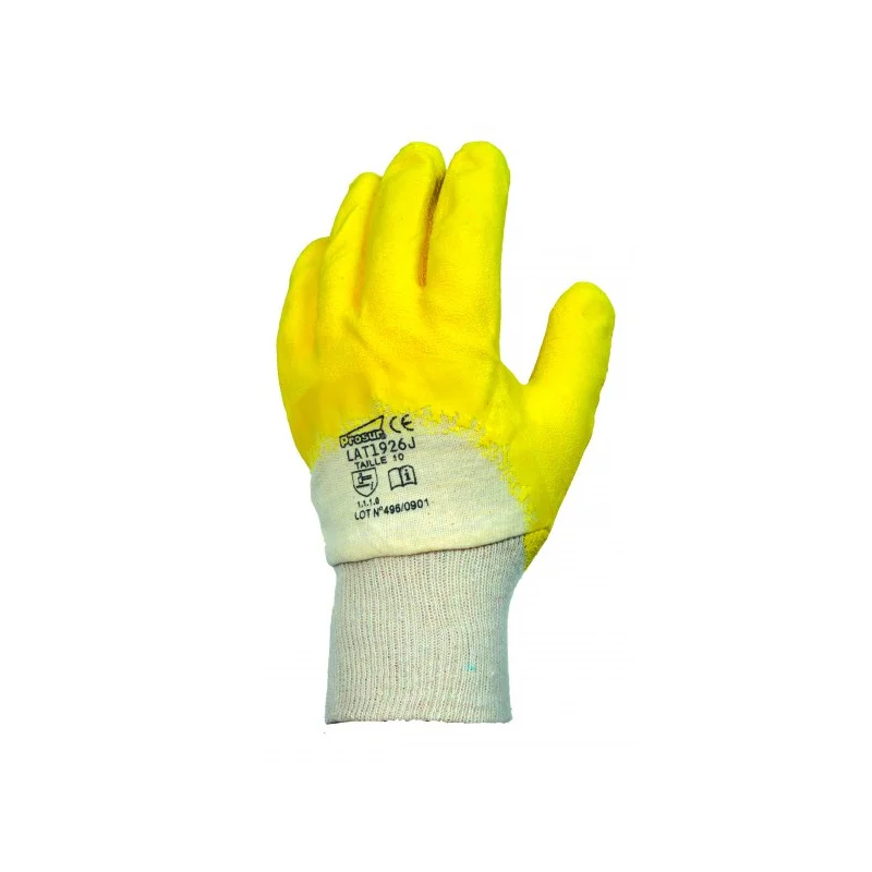 Gants latex crêpé jaune T10