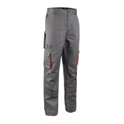Pantalon de travail gris/orange, coton-poly