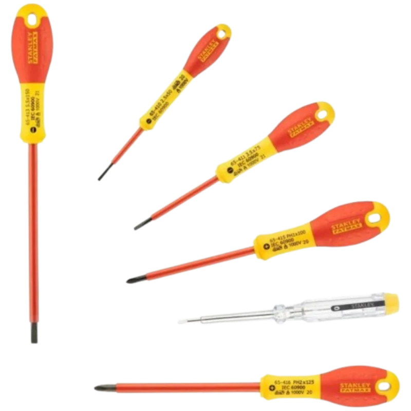Tournevis isolés avec testeur, lot de 6, Stanley Tournevis isolés avec testeur, lot de 6, Stanley
