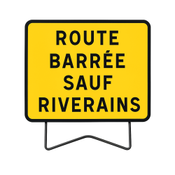 Panneau KC1 "Route barrée sauf riverains", classe CT1