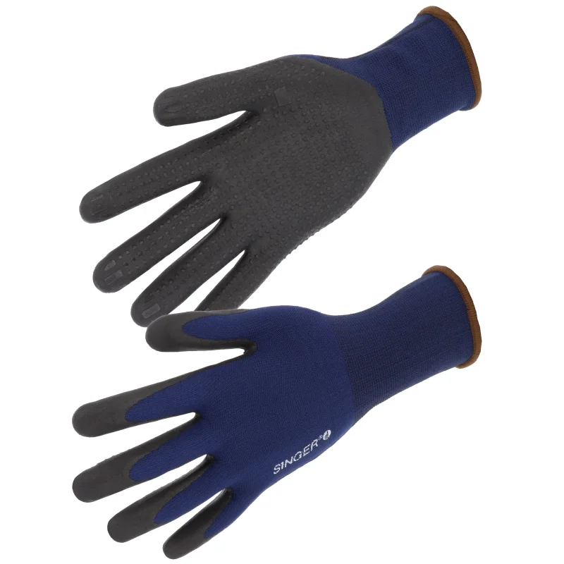 Gant nitrile mousse avec picots et dos aéré