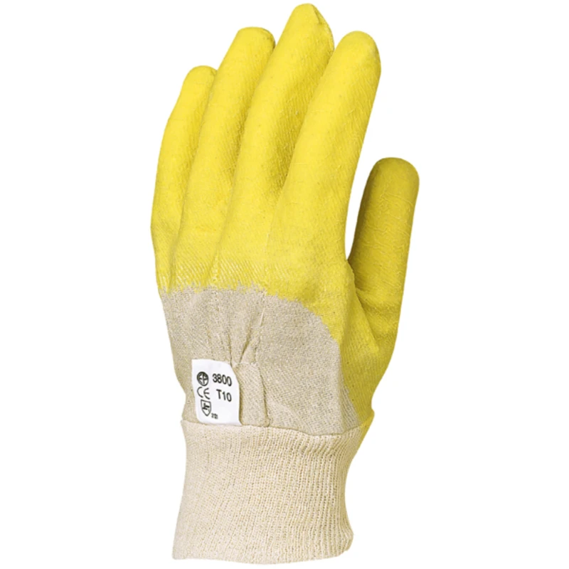 Gants latex crêpé jaune T10