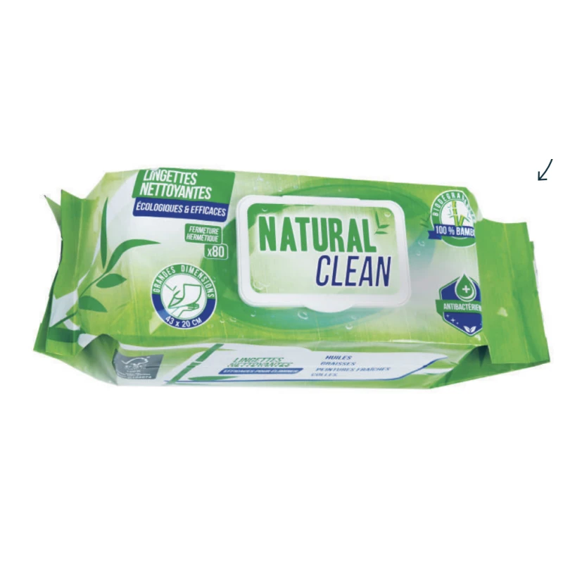 Pack de 80 lingettes imprégnées Natural'Clean