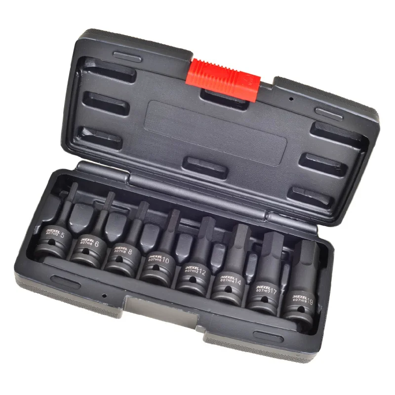 Coffret de douilles tournevis hexagonales à choc 1/2" 8 pièces