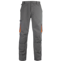 Pantalon de travail gris/orange, coton-poly