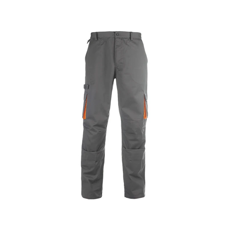 Pantalon de travail gris/orange, coton-poly