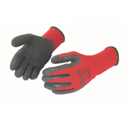 Gants latex gris support nylon rouge